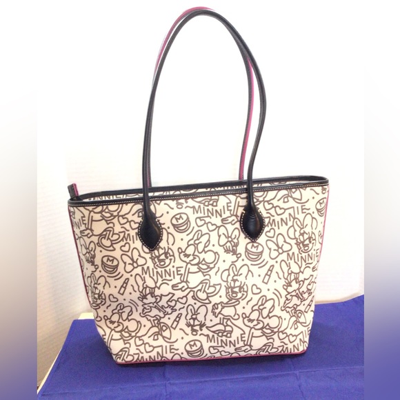 Dooney & Bourke 2022 Disney Minnie Mouse black and white line art tote bag - Picture 3 of 14